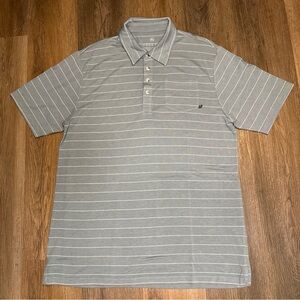 Free Fly Polo Shirt Mens XL Short‎ Sleeve Blue Stripe Golf Bamboo Blend